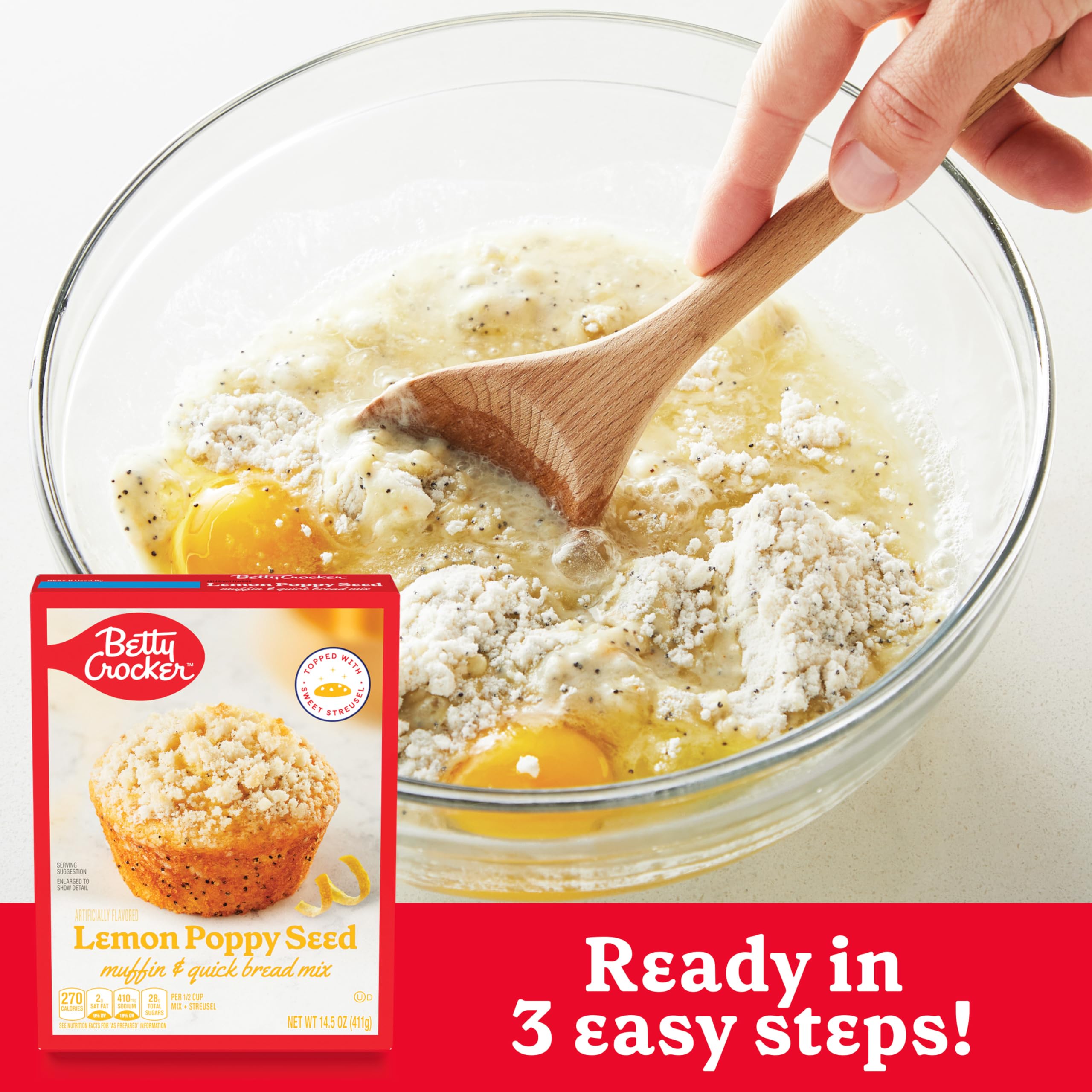 Betty Crocker Muffin and Quick Bread Mix, Lemon Poppy Seed With Streusel, 14.5 oz (Pack of 12) - Image 4
