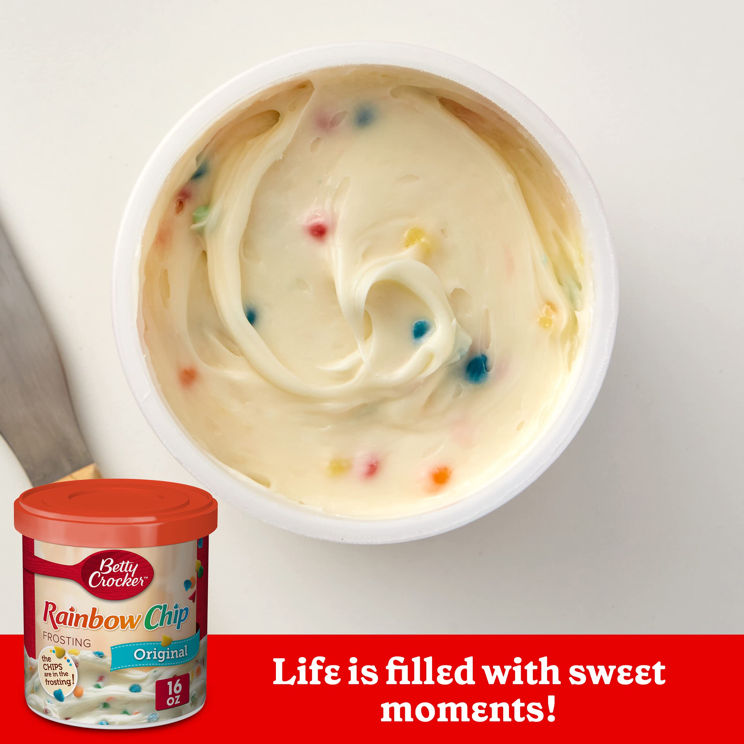Betty Crocker Original Rainbow Chip Frosting, Gluten Free, 16 oz (Pack of 8) - Image 3