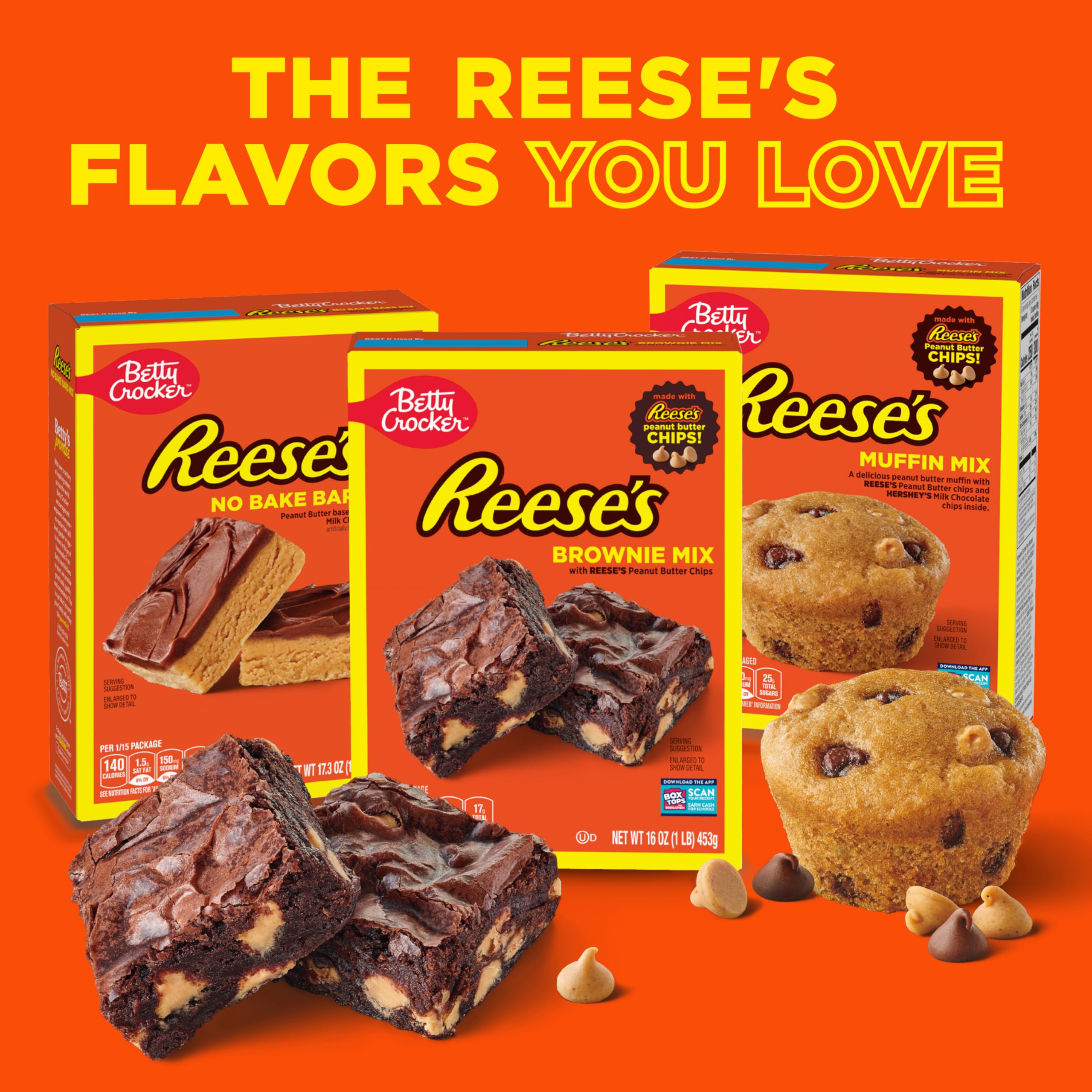 Betty Crocker REESE'S Peanut Butter No Bake Bars Mix With HERSHEY’S Milk Chocolate Frosting, 17.3 oz - Image 9